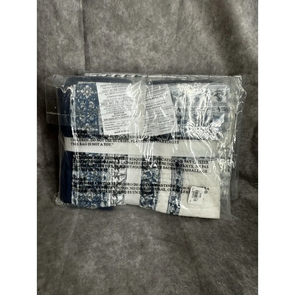 2 Pottery Barn Kayta Block Print‎ Shams Standard New Quilted
